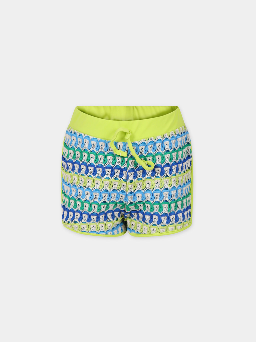 Ivory shorts for girl with wave motif